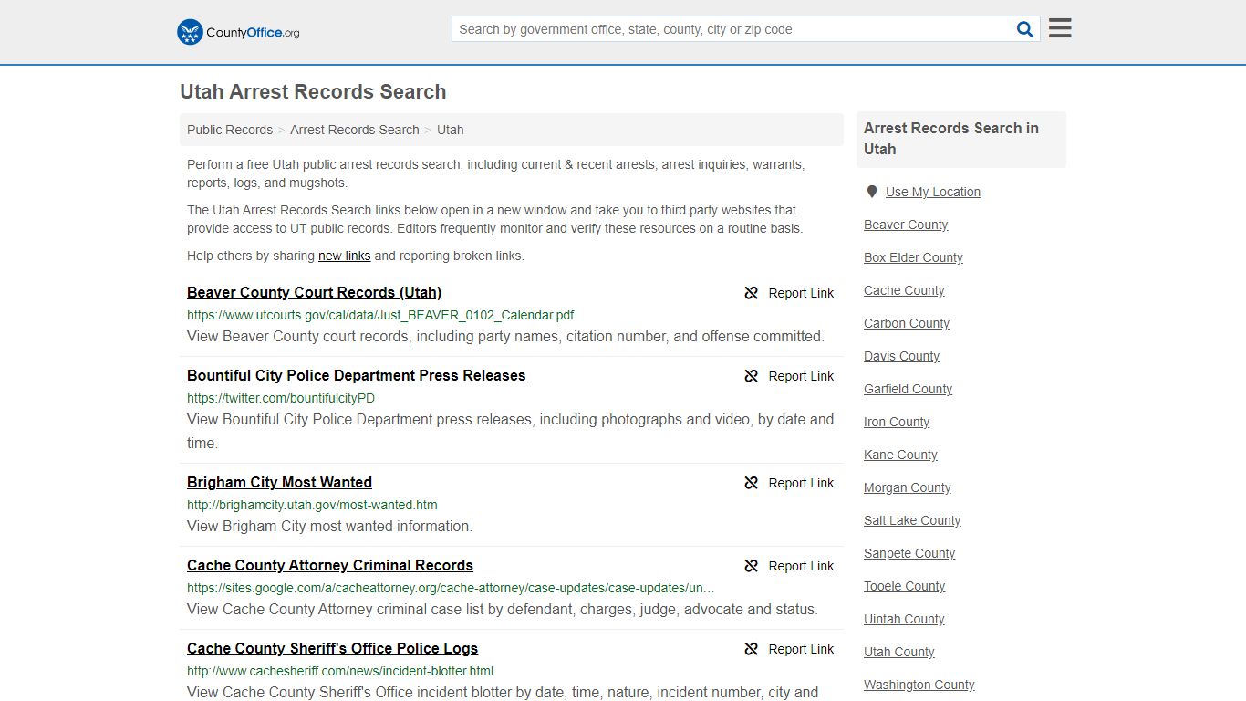 Arrest Records Search - Utah (Arrests & Mugshots)